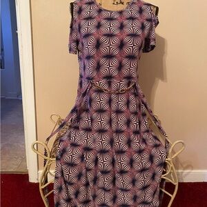 Geometric Patterned Purple Dress